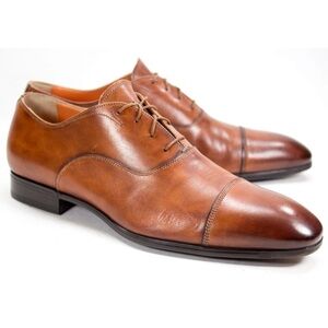 Santoni Salem Mens Size US 9 D Cap Toe Lace Up Oxford Brown Dress Shoes 392055